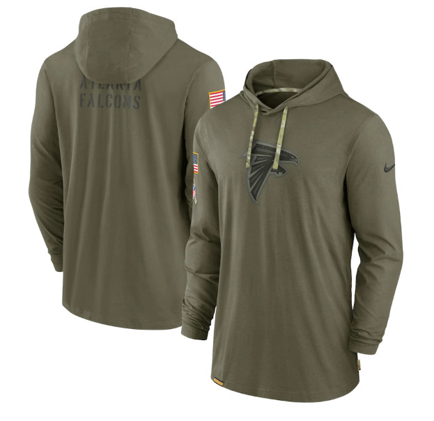 Men's Atlanta Falcons 2022 Olive Salute to Service Tonal Pullover Hoodie